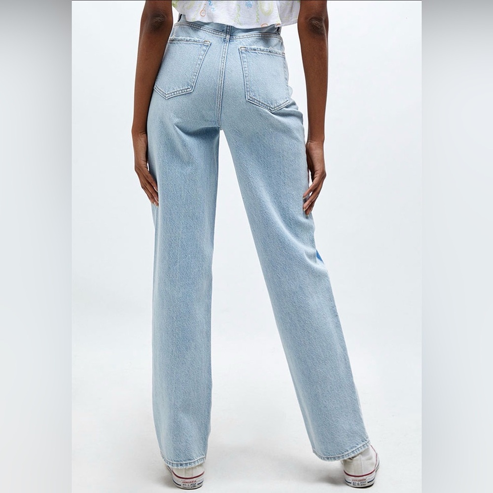 PacSun 90s Boyfriend Jeans Size 27 Light Wash Patchwork High Rise Baggy Denim - Picture 2 of 8